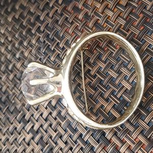 Vintage A.J.C Diamond Ring Brooch Pin Slivertone